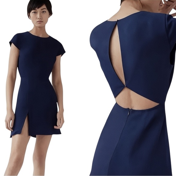 Aritzia Dresses & Skirts - Aritzia Babaton Hamptons Mini Dress Sz 4 Navy Blue Cutout Back Minimalist